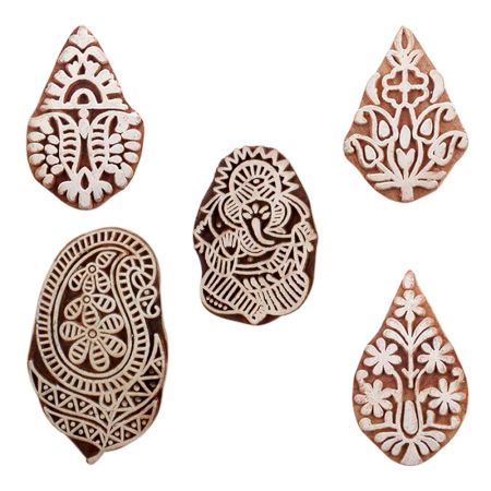 Set of 5 Piece New Mix Wooden Printing Blocks